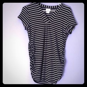 Black and white striped maternity shirt
